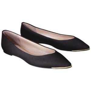 Gold trim pointed toe flat